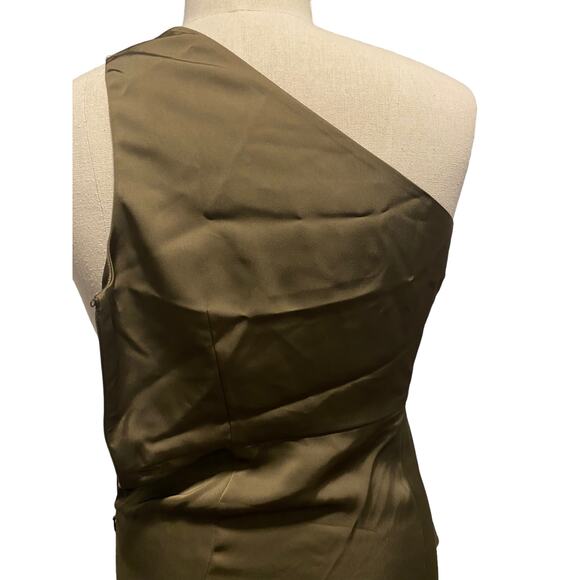 Sachin & Babi Evangeline Olive Green One Shoulder Jewel Midi Dress 8 - Picture 8 of 10